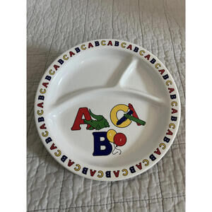 Vintage 80s ABC Educational Melamine Plate, "Parenting" Brand, Primary Colors